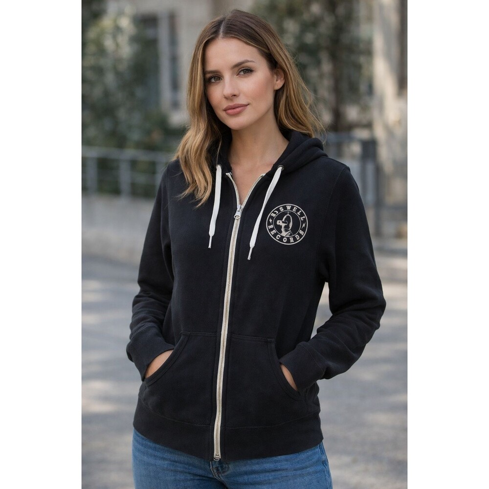 Roswell Records Logo  Hoodie Zippered Sweatshirt Vintage Size M